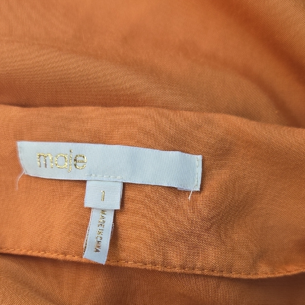 Maje Elegant Orange Off-Shoulder Dress Size 1 - Picture 7 of 7